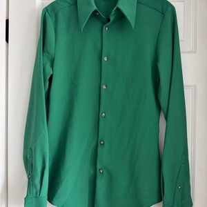 ASOS design green ribbed button down long sleeve shirt Green Men's Shirt